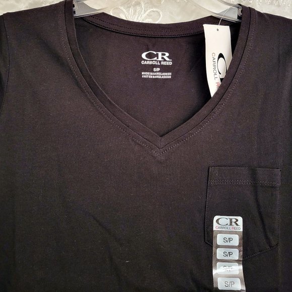 2/$25 NEW Black V-Neck Basic T-Shirt, 100% Cotton, Short Sleeves, Pockets! S/M - Picture 3 of 7